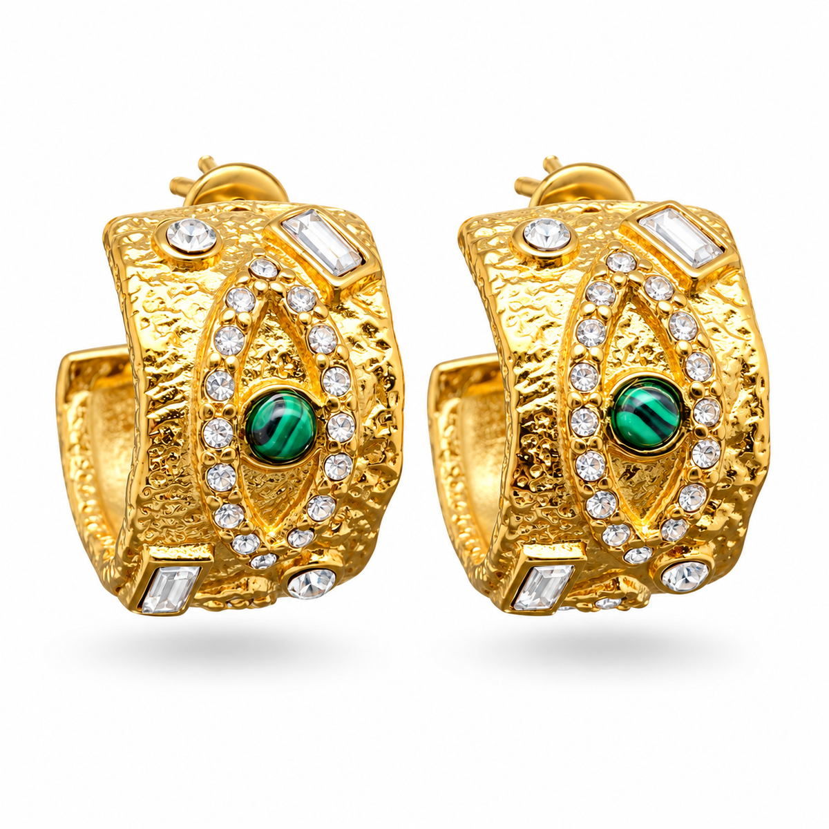 8K gold-plated evil eye stud earrings set with zircon
