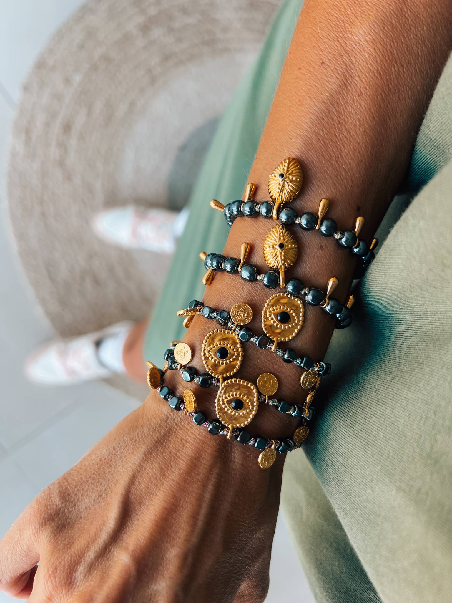 Hematite Protection Bracelet — Cross