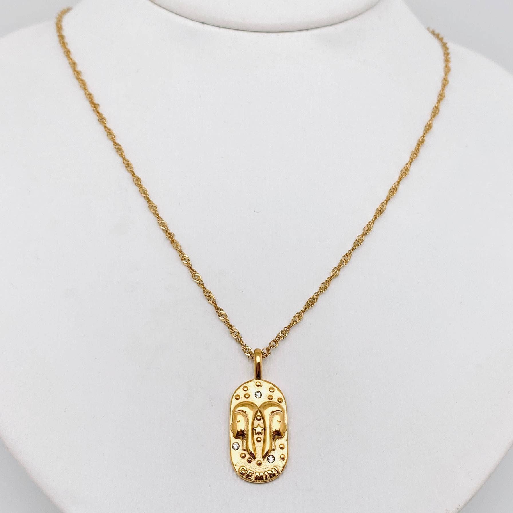 Gold plated Gemini constellation pendant necklace