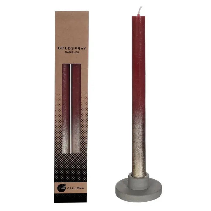 Dinner Candle — Burgundy & Gold