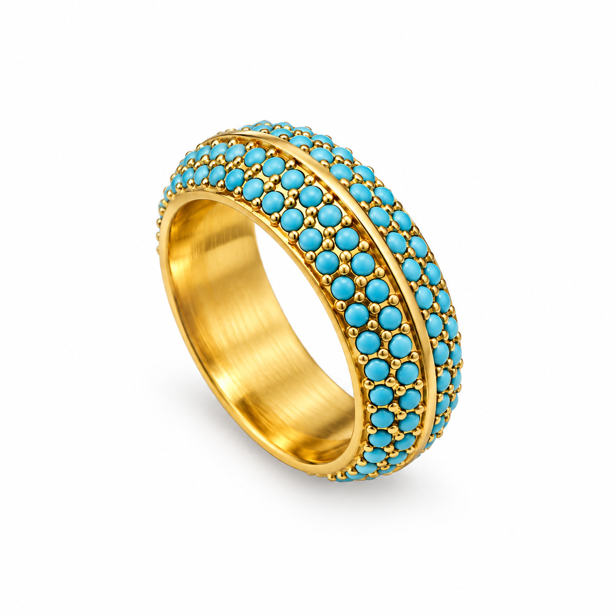 18K gold-plated statement ring set with a deep blue zircon stone