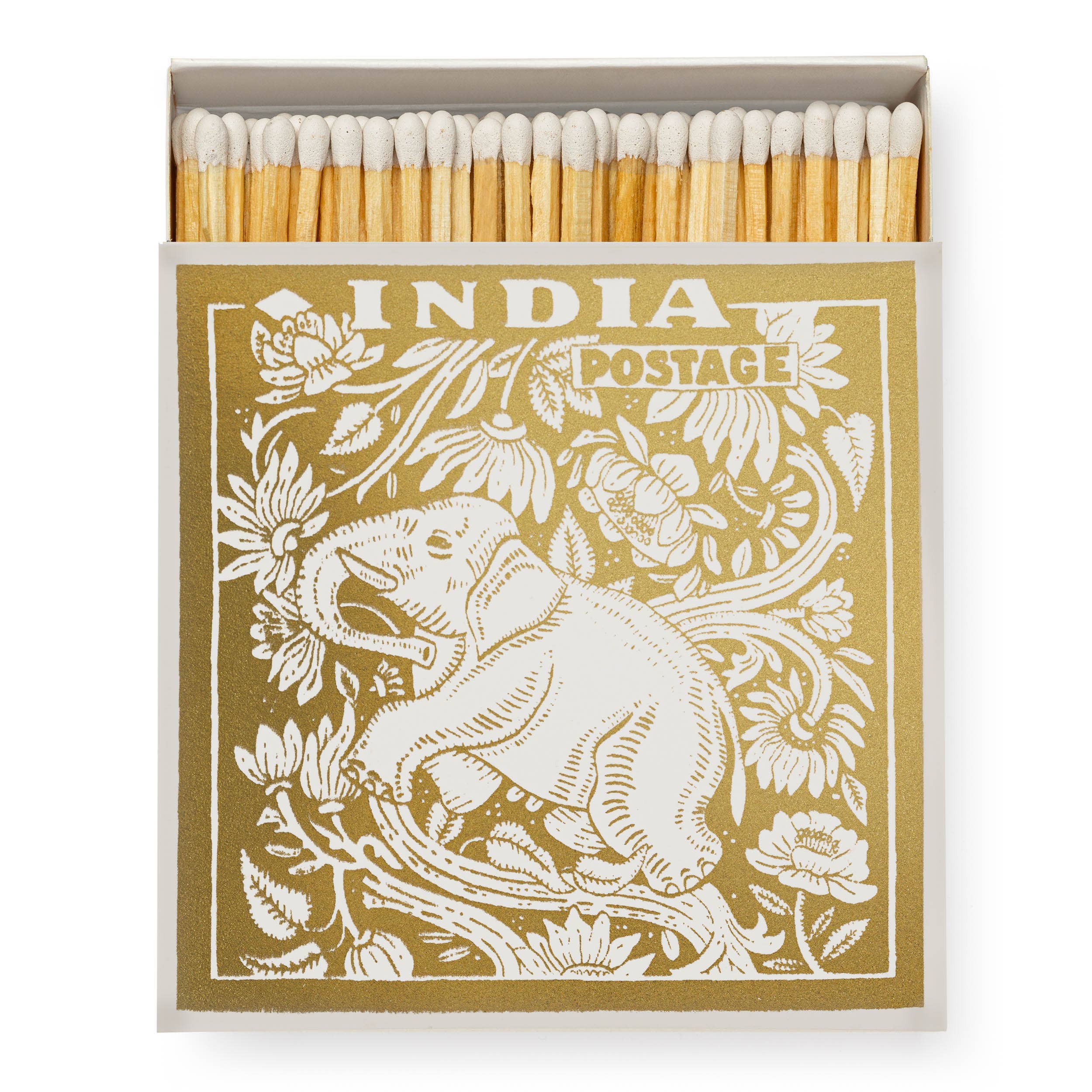 Vintage elephant decorative safety matches with gold detailing