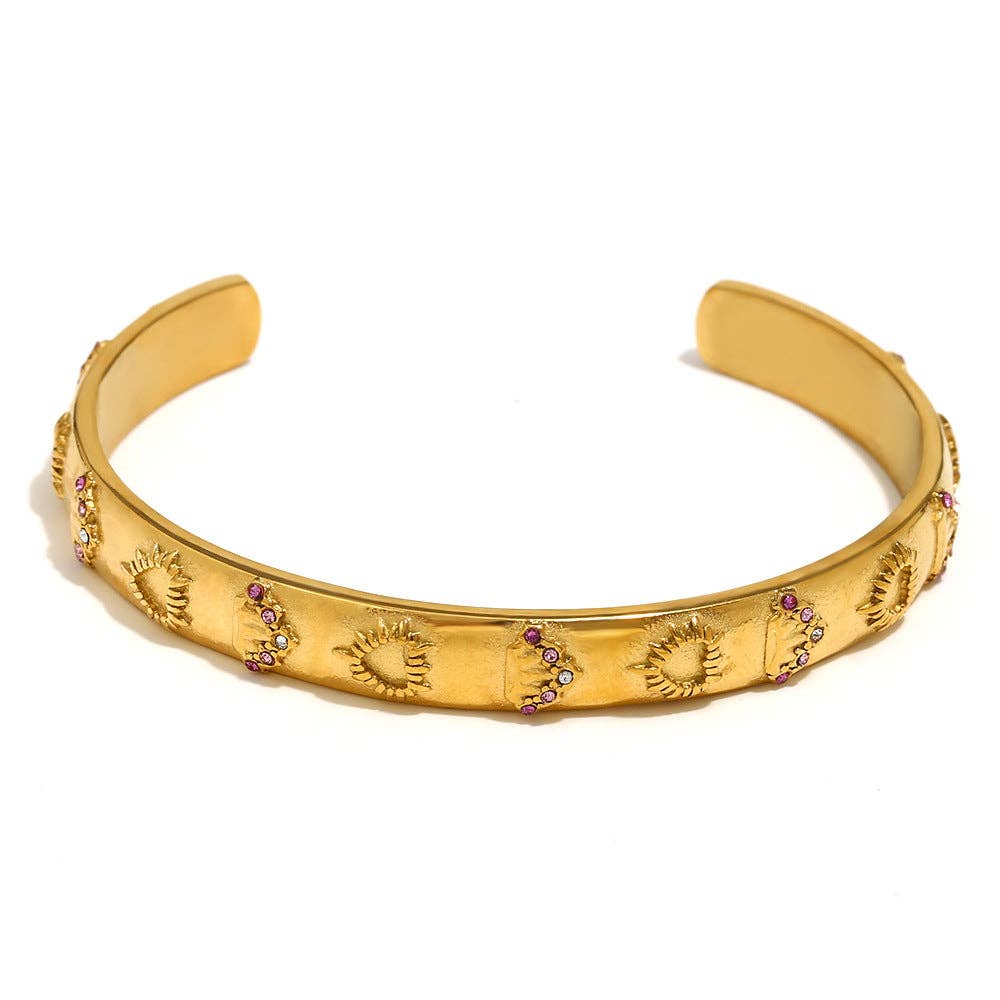 18K gold-plated tarot cuff bangle on wrist