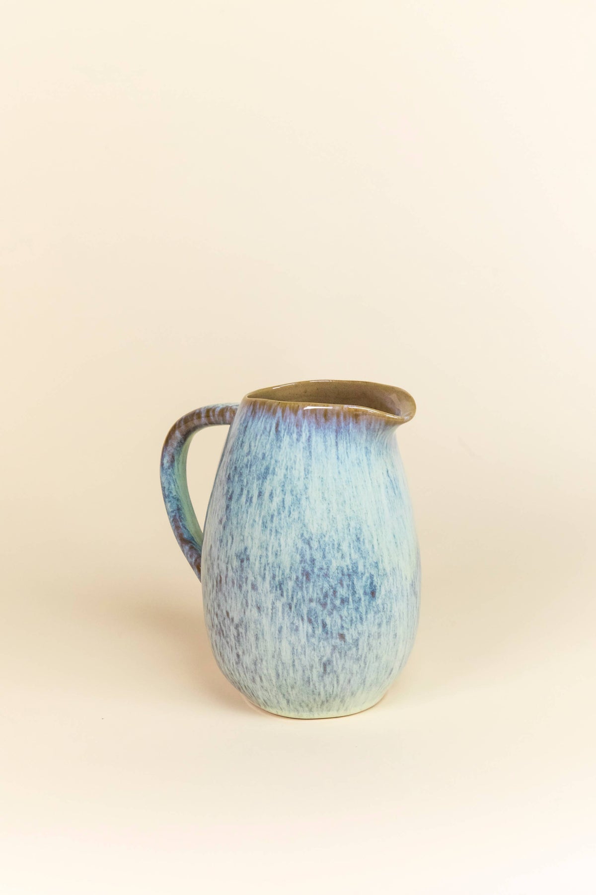 Tejo blue ceramic pitcher, full view