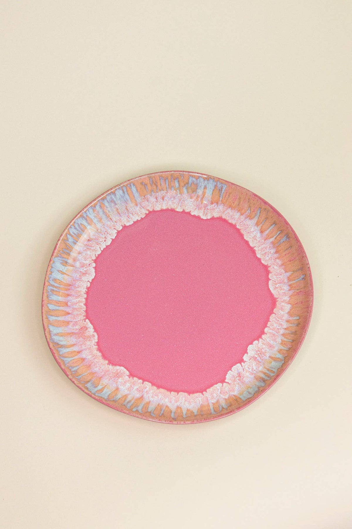 Pôr do Sol pink ceramic dinner plate, full view