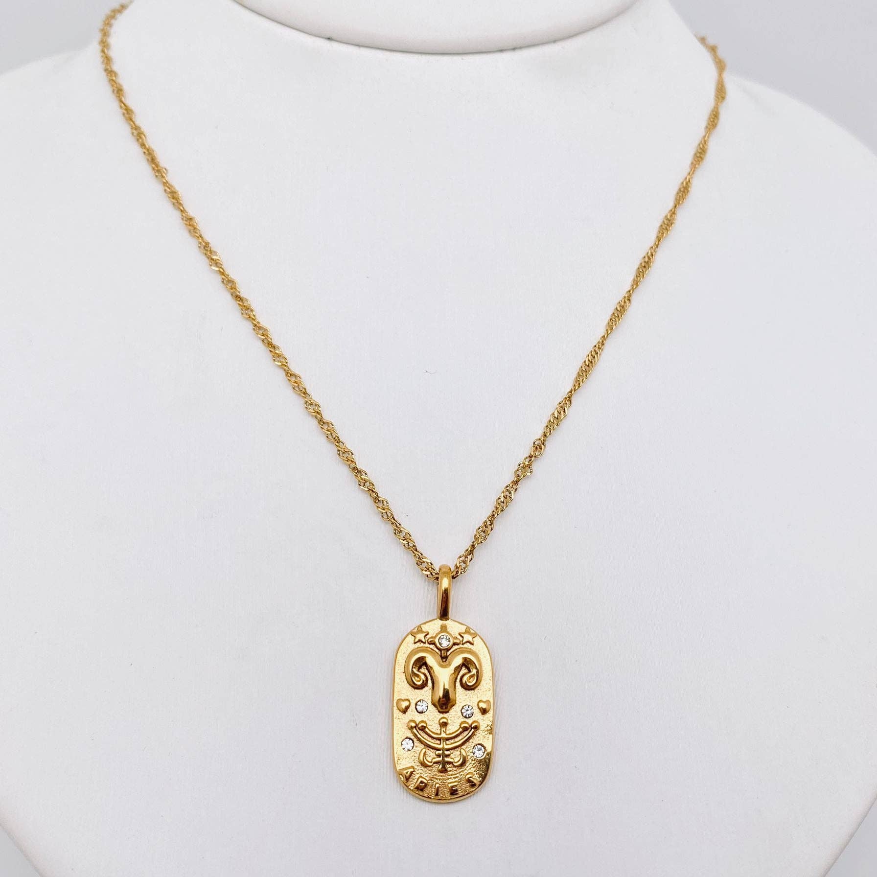 Aries zodiac pendant necklace in 18K gold plated stainless steel