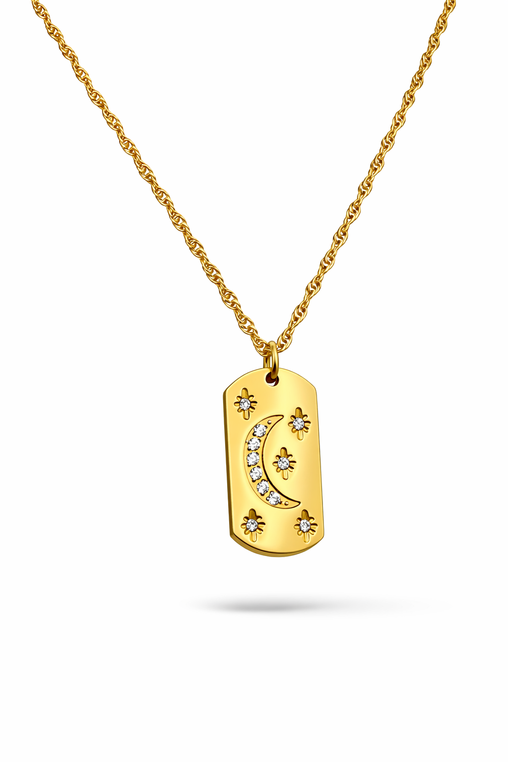 Moon and stars tarot necklace in 18K gold plated stainless steel