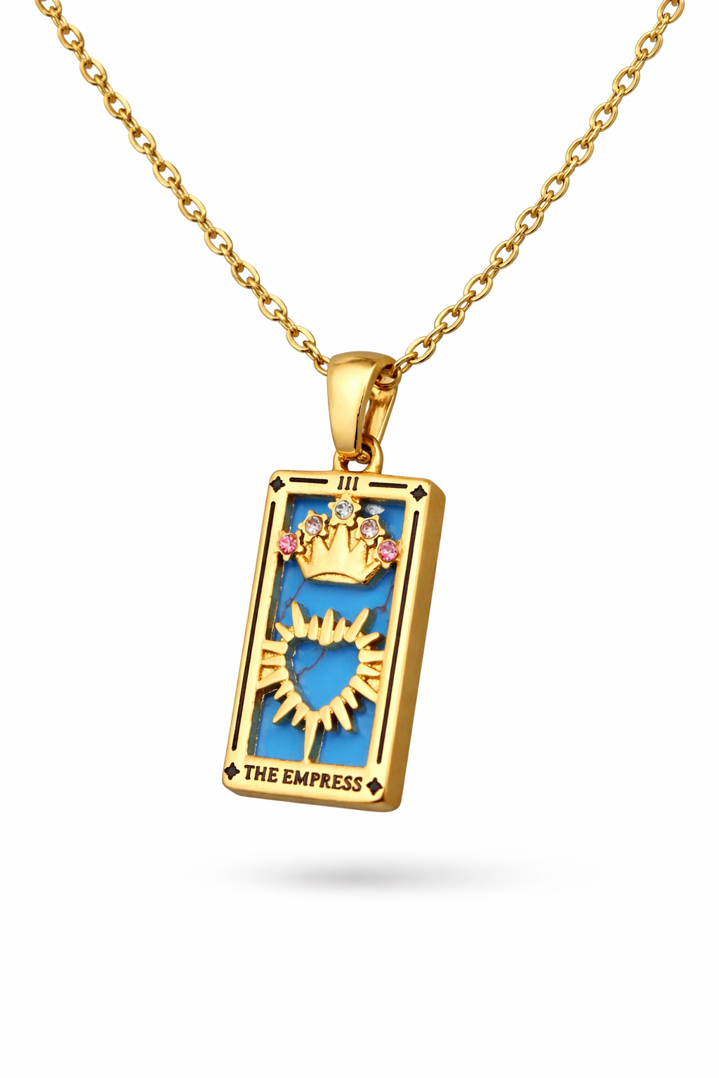 Gold plated tarot necklace with moon and star pendant