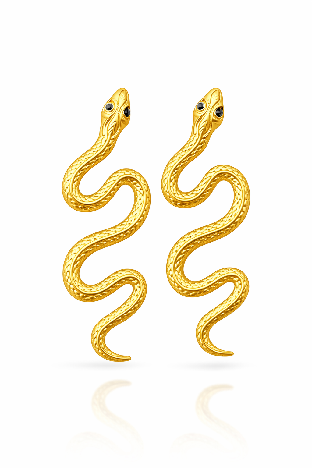 Vintage gold snake post earrings with sculptural curved design