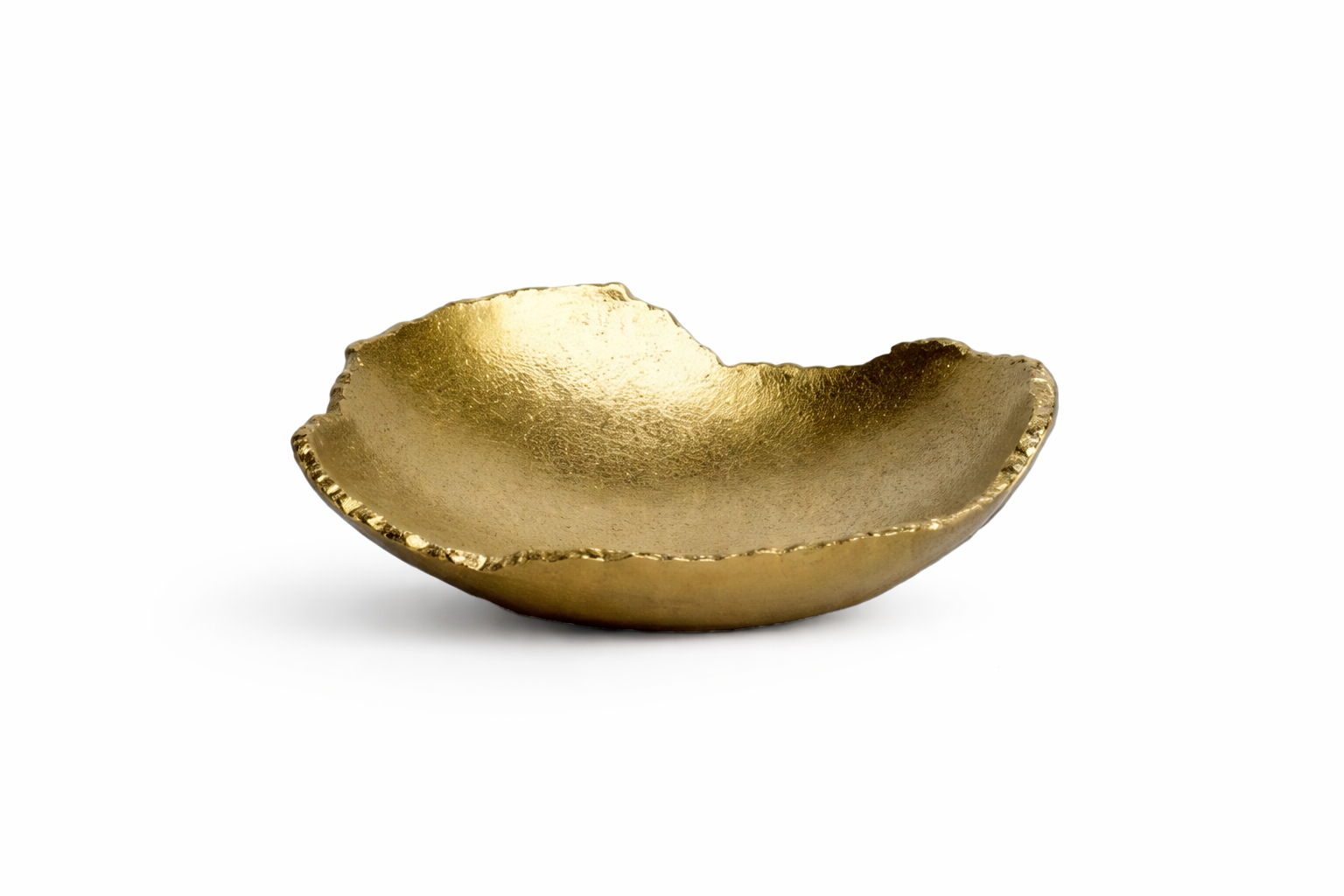 Gold decorative bowl with sculptural hammered finish