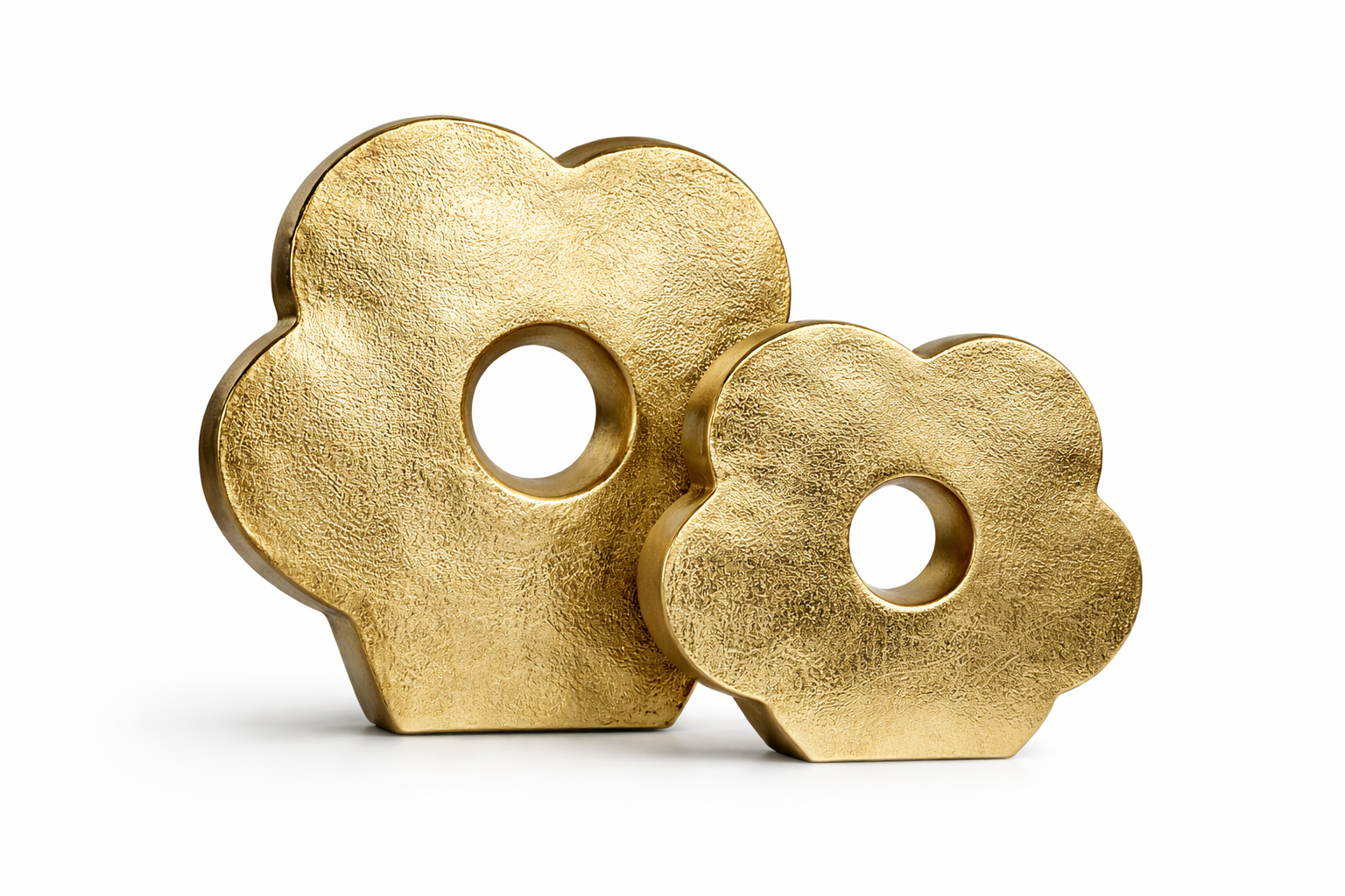 Luxury gold flower vase for shelves, consoles, and tables
