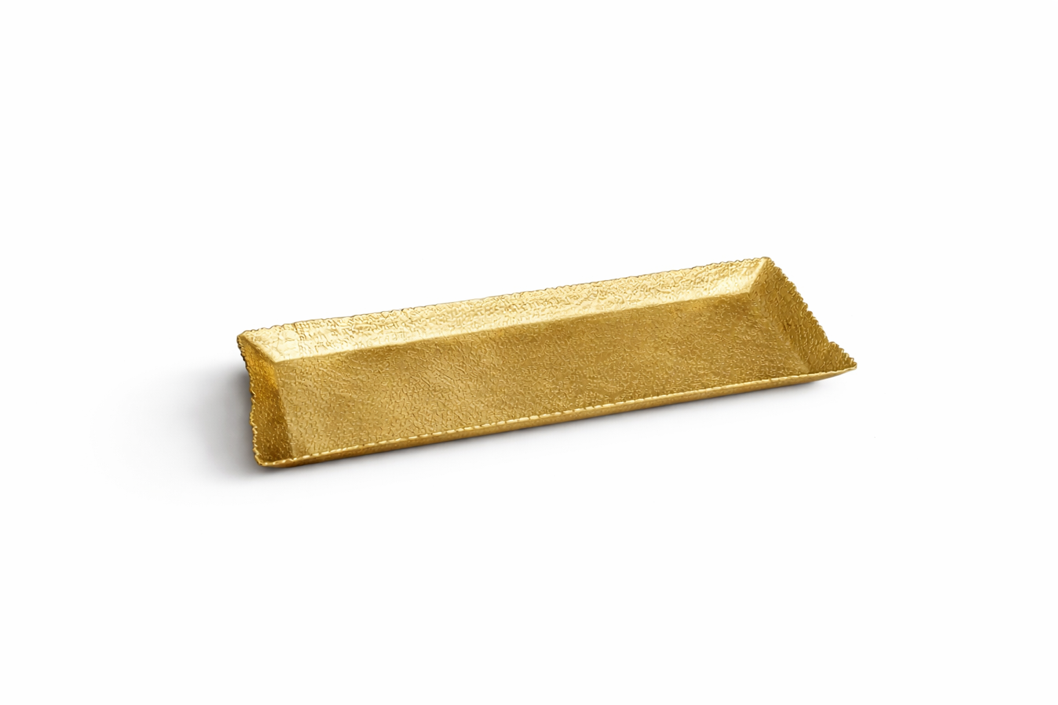 Gold hammered rectangular serving tray in aluminium