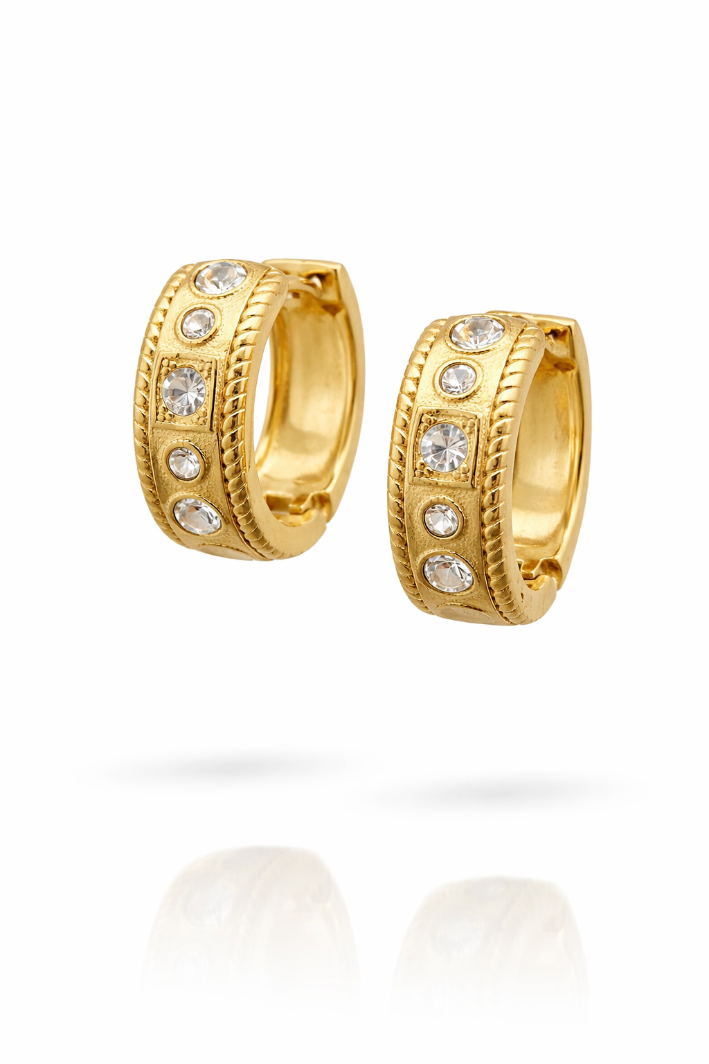18k gold plated CZ huggie earrings